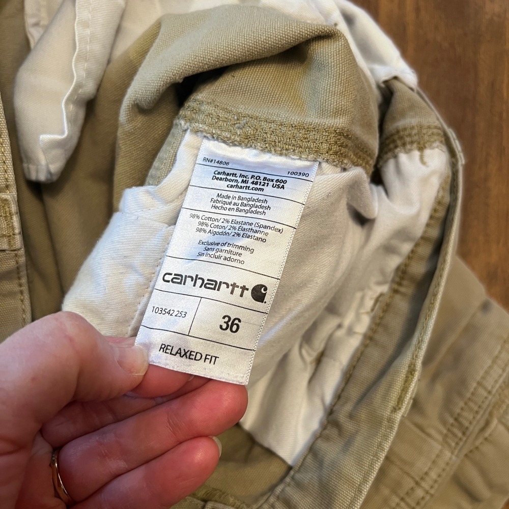 Carhartt Mens 36 Relaxed Fit Cargo Shorts Tan Canvas Utility Workwear 103542 - Picture 6 of 14